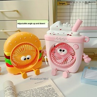 Ventilateur Électrique Portable USB Mini en Plastique pour Dortoir, Série Cartoon Food Play, Idéal pour l'Été