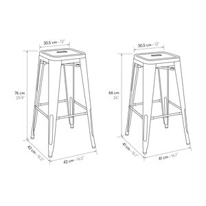 Ensemble de 4 tabourets de bar en métal gris de 66 cm pour intérieur - Product Image 3
