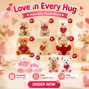 Orsacchiotto a Forma di <span class=keywords><strong>Cuore</strong></span> con Mazzo di Rose Personalizzabile in Morbidissimo Peluche con Imbottitura in Cotone PP - Product Image 1