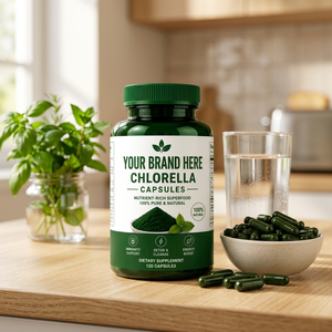 Capsules de Chlorelle Marque Blanche 60 Unités Superaliment Naturel d'Algues Vertes Complément Alimentaire Votre Marque Ici Qualité Supérieure Naturelle - Product Image 1