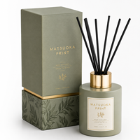 Caja de Embalaje Personalizada para Difusor de Dos Piezas, Impresión Floral Verde Salvia, Cartón de 350 g/m², Venta al Por Mayor