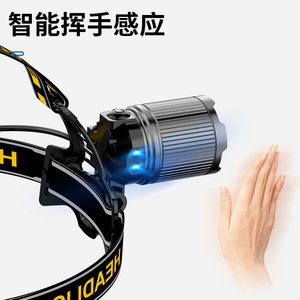 Linterna frontal LED recargable de 5W y 2400mAh de alta luminosidad para camping, pesca y trabajo con zoom y sensor - Product Image 3