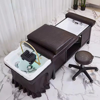 Chaise de lavage de salon de coiffure de style thaïlandais tête de spa de luxe lit de shampooing de thérapie par l'eau avec vapeur