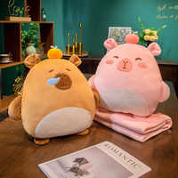 Capibala trois-en-un main oreiller chaud couette motif solide Capybara sieste artefact pour l'hiver usage domestique couverture en peluche insérable