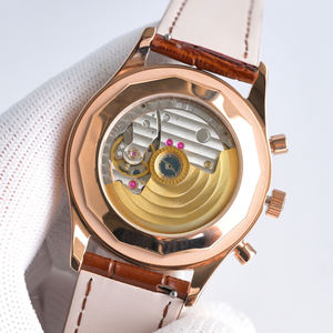 Reloj de Lujo para Hombre con Incrustaciones de Diamantes, Esfera Múltiple, Bisel Acanalado Chapado en Oro Rosa, Marcadores con Incrustaciones de Diamantes, Reloj Formal para la Élite Empresarial - Product Image 5