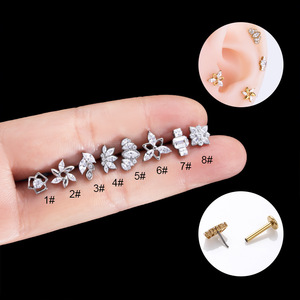 R. Đá Quý. Titan đẩy Pin unisex tragus labret đồ trang sức kim cương Lip piercing Stud - Product Image 2