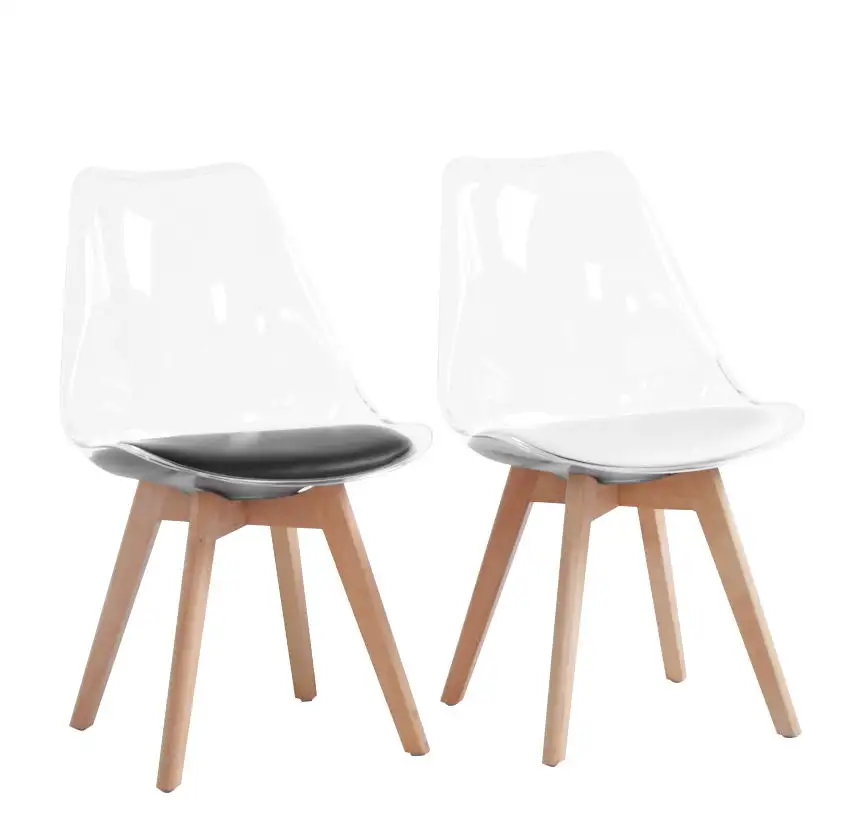 Прозрачные акриловые стулья-тюльпаны для питомцев, для ресторана, кухни, деревянные ножки, в скандинавском стиле, для столовой, гостиной