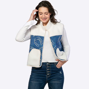 <span class=keywords><strong>Chaleco</strong></span> de <span class=keywords><strong>Forro</strong></span> <span class=keywords><strong>Polar</strong></span> Personalizado para <span class=keywords><strong>Mujer</strong></span> con Estampado de Herradura Estilo Western y Diseño de Patchwork, Top Casual sin Mangas, Fabricante - Product Image 2