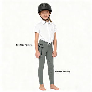 Pantaloni da Equitazione Elasticizzati per Bambini, Antiscivolo, con Due Tasche Laterali, Vita Alta, Asciugatura Rapida e Traspiranti - Product Image 1