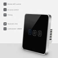 Interrupteur lumineux intelligent Tuya Smart Life, zigbee 3.0, avec ligne N + L, 3 gangs, pour luminaire en verre, compatible avec alexa, IPhone Siri