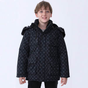 Vente en gros en Chine Manteau <span class=keywords><strong>parka</strong></span> chaud pour garçons doublé Sherpa Veste de neige noire pour enfants pour l'hiver - Product Image 1