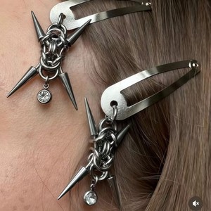 Épingle à cheveux punk en acier inoxydable avec rivets, pince BB unisexe, accessoire de mode personnalisé ZR20250827B3 - Product Image 4