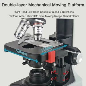 학생용 LED 조명이있는 40X-2500X 쌍안 생물학적 현미경 실험실 교육 현미경 - Product Image 6