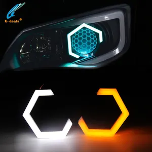 Halo Segi Enam LED Universal, Sinyal Belok Kuning Tunggal Putih atau Putih 70Mm 80Mm 86Mm 90Mm Penutup Katun Keras