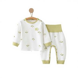 Conjunto <span class=keywords><strong>de</strong></span> Dos Piezas para Bebé, Otoño, Algodón Puro, Cintura Alta, Cubre <span class=keywords><strong>el</strong></span> <span class=keywords><strong>Vientre</strong></span>, Cálido, Absorbe la Humedad, Suave, Top y Pantalones para Niños - Product Image 1