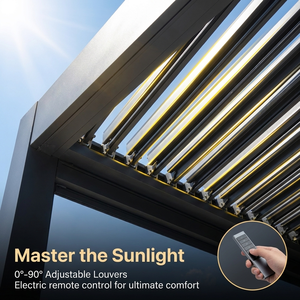 ชุดเพอร์โกลาอะลูมิเนียมเคลือบสีฝุ่นแบบโมเดิร์น พร้อมตัวเลือกแผงโซลาร์เซลล์ LED ประกอบง่ายสำหรับระเบียง ที่จอดรถ โรงรถ และตกแต่งภายนอก - Product Image 3