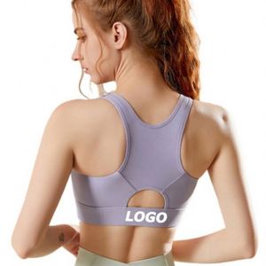 High Support Custom Zip Front Sports Bra with Adjustable Straps, <b>Padded</b> for Medium Impact <b>Running</b> - Product Image 1