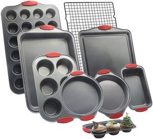 9 Uds bandejas para hornear <span class=keywords><strong>de</strong></span> acero al carbono antiadherentes <span class=keywords><strong>de</strong></span> aluminio y estante <span class=keywords><strong>de</strong></span> refrigeración con mango <span class=keywords><strong>de</strong></span> silicona Juego Seguro para horno para compradores comerciales <span class=keywords><strong>de</strong></span> alimentos - Product Image 1