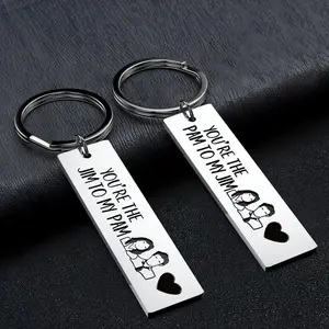 2024 Fashion design Keychain Valentine's Day lettering Stainless Steel Keychain