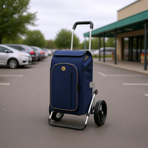 Royal Shopper Folke Shopping <b>Trolley</b> Navy Blue <b>Foldable</b> With Wheels For Grocery And Travel Use - Product Image 3