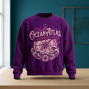 เสื้อสเวตเชิ้ตคอกลมพิมพ์ลายแผนที่มหาสมุทร Ocean Atlas สำหรับผู้ชาย สวมใส่สบาย ทรงปกติ ผลิตจากผ้าฝ้ายถัก เหมาะสำหรับฤดูใบไม้ร่วง สไตล์สตรีทแวร์ - Product Image 4