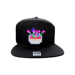 Casquette de baseball à lumière LED Casquette contrôlée par application téléphonique Casquette de visage à LED Gorra programmable Casquette de baseball à LED éclairée