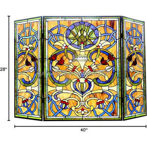 Vitrail de style européen pour cheminée, panneau décoratif 3 pièces de style victorien, écran décoratif traditionnel pour la décoration intérieure - Product Image 4