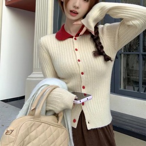 Maglione coreano lavorato a maglia piccolo <span class=keywords><strong>Cardigan</strong></span> da donna primavera e autunno sottile e sottile con fondo di nicchia - Product Image 4