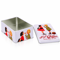 Boîte à bonbons rectangulaire en fer blanc de qualité alimentaire, personnalisée avec couvercle à charnière, style vintage français, pour chocolats et cadeaux