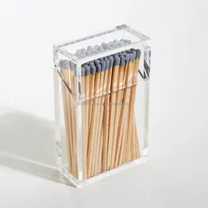 Factory Wholesale Acrylic Clear Lucite Matchbox With 50 Wooden Matches