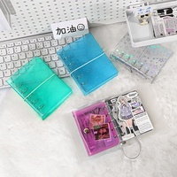 Protège-carnet A8 M5 économique en PVC à 5 anneaux, motif étoiles scintillantes, rechargeable, pour journal, album, organiseur, classeur