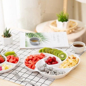 Restaurant Commercial Vaisselle Ménage Vaisselle <span class=keywords><strong>Fleur</strong></span> Conception 10 Pouces Fruit Servant 5 compartiments Mélamine Snack Plateau - Product Image 3