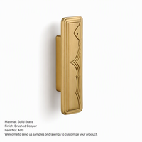 Poignée de barre carrée moderne de luxe en laiton massif, finition cuivre brossé, extrémités à rainures étagées, pour armoire de cuisine, commode, anti-rouille, durable