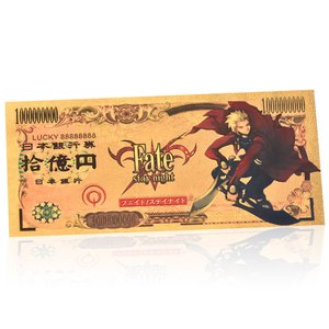 Billet de banque commémoratif classique d'anime Fate Stay Night, billet de banque en plastique avec feuille d'or, collection de billets de banque - Product Image 2