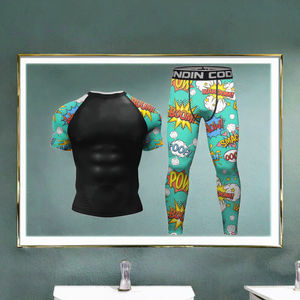 Ensemble de rashguard de compression pour hommes MMA, séchage rapide, UPF 50+, respirant, vêtements de combat pour Jiu Jitsu, Muay Thai, Kickboxing avec logo personnalisé - Product Image 3