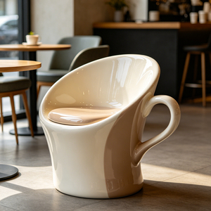 Silla de Fibra de Vidrio Personalizada con Forma de Taza de Café, Asiento Gigante con Forma de Taza para Cafetería Comercial Creativa, Muebles para Cafetería - Product Image 1