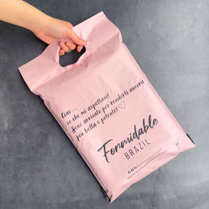 Cutsum Express Pink Poly Mailer Recycled Black Courier <b>Clothing</b> Package <b>Bag</b> With Custom Logo and Handle <b>Clothing</b> Packaging - Product Image 1