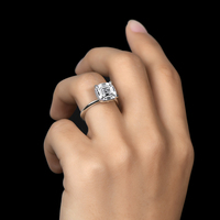 Bague de fiançailles classique solitaire en argent sterling 925 avec zircon cubique CZ de 9*9 mm, coupe Asscher, pour femmes