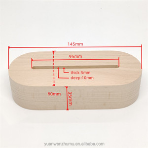 Giá Đỡ Đế Đèn Ban Đêm Màn Hình <span class=keywords><strong>Led</strong></span> Bằng Gỗ Nguyên Khối Bán Sỉ Đế Đèn <span class=keywords><strong>Led</strong></span> 3d Đế Gỗ Hình Bầu Dục Để Tự Khắc Laser Đèn Acrylic - Product Image 3