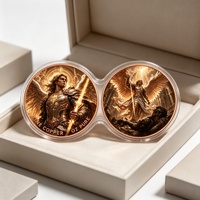 Pièce de monnaie en cuivre pur 1 once, motif jumeaux conjoints, pièce de défi Archange Michel avec impression 2D et 3D, médaille de collection religieuse