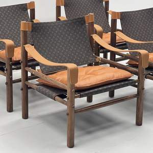 Chaise de loisir nordique antique en bois massif et cuir pour salon et balcon - Product Image 5