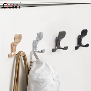 Oukali Wholesale Modern Simple <strong>Hook</strong> Zinc Alloy Bathroom Towel Coat Hat Matt <strong>Black</strong> <strong>Hook</strong> Wall Mounted Prong Robe <strong>Hooks</strong> - Product Image 4