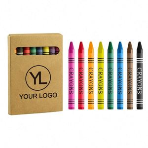 Juego de Crayones de Cera Portátiles con Logotipo Personalizado, 8 Colores Surtidos, Caja de Papel Kraft, Materiales de Colorear para Actividades Artísticas Infantiles - Product Image 1
