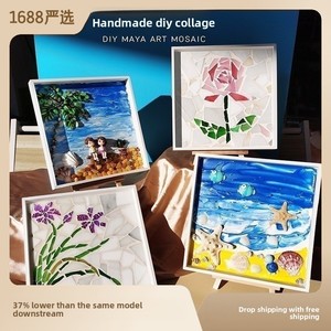 Kit de Manualidades para el Día de la Madre, Mosaico Cuadrado Tridimensional, Caja Blanca Pequeña con Patrones, Adornos Creativos, Bolsa de Materiales para Niños - Product Image 2