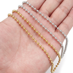 Collier unisexe en acier inoxydable plaqué or 18 carats avec chaîne de perles en forme de boule, idéal pour un usage quotidien - Product Image 2