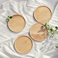 Plateau de service rond en bambou pour restauration rapide, assiette en bois massif de pin de qualité, vaisselle de fête en bois, vaisselle de table européenne