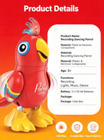 Jouet perroquet électrique dansant, enregistrement vocal et répétition, jouet interactif en plastique avec lumière LED et musique pour enfants, cadeau