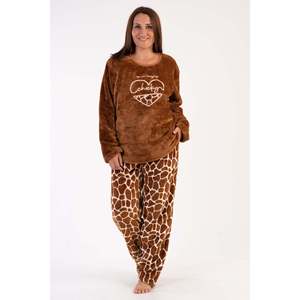 Ensemble de pyjama pour femmes XXL à col rond et manches longues avec poche ovale, vêtements de nuit doux - Product Image 4