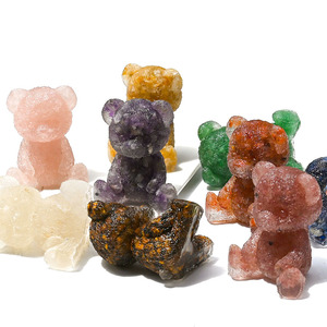 Wholesale Multi-Color Natural Crystal Gravel <b>Bear</b> Ornaments <b>Cute</b> Sitting/Lying <b>Bear</b> Home Car Accessories Carved Cross-Border - Product Image 2
