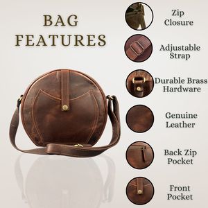 Sac à main vintage vintage en cuir marron avec fermeture éclair durable, sac à bandoulière léger à deux sangles pour femmes, sacs à main - Product Image 2